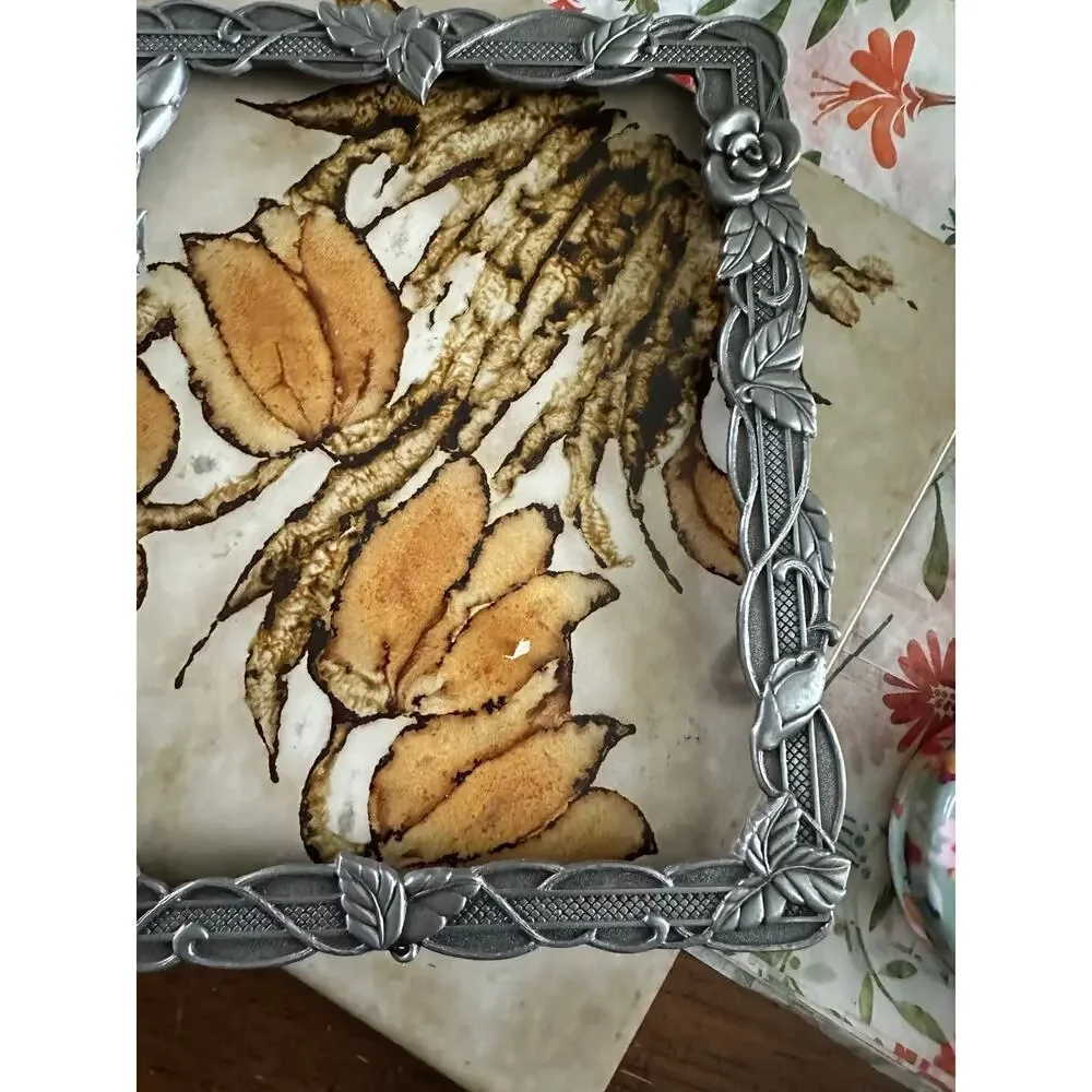 Metal Floral frame vintage art photo picture display framing silver Victorian